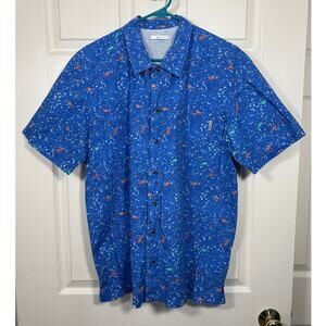 Men's Columbia PFG Outdoor Fishing Short Sleeve Button Front Short Top Medium